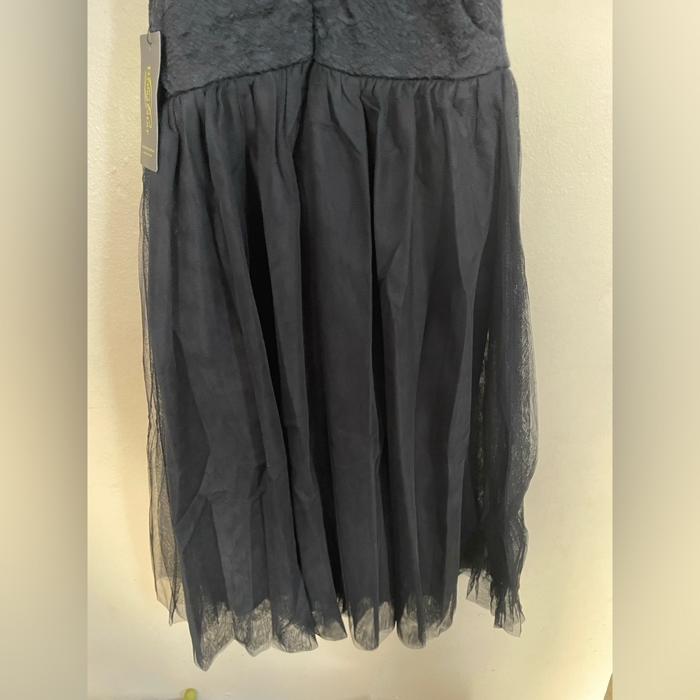 Sz XS Dressystar women’s halter tuile short black dress Sparkly Party knee NWT - Picture 8 of 10